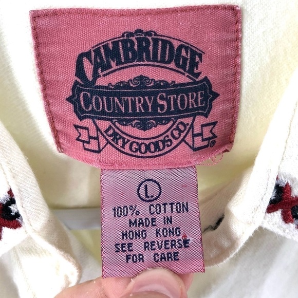 Vintage Western Shirt Cambridge Country Store Cotton Southwest Embroidered Large - Picture 5 of 9